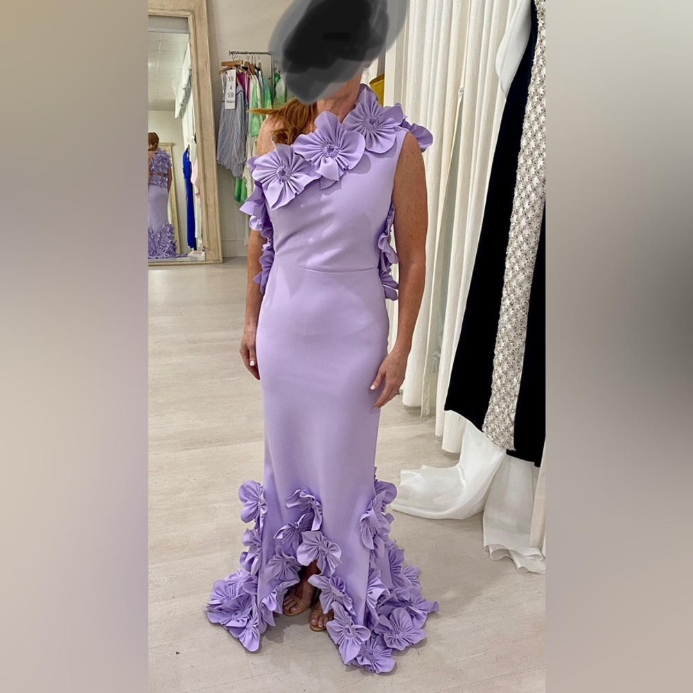 Greta Constantine - Elegant LAVENDER- Degas Floral One Shoulder Gown